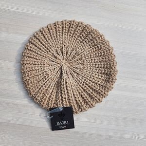 NWT Ba-Bo Italy Made Knitted Beret Women Hat Beige One Size NEW